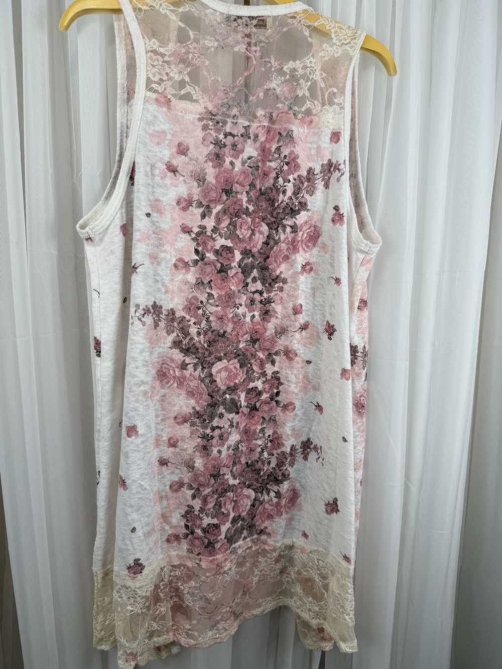 Bad Little Country Girl Lace Floral Duster Vest XL Sleeveless Boho - Picture 2 of 6